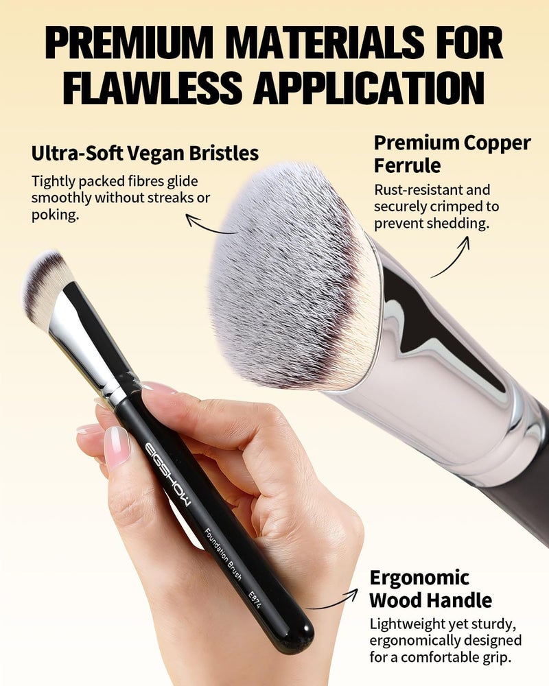 EIGSHOW Angle Foundation Brush Kabuki Brush Contour Foundation Brush High Density Synthetic Hair for Liquid or Cream Foundation E874 - Image 3