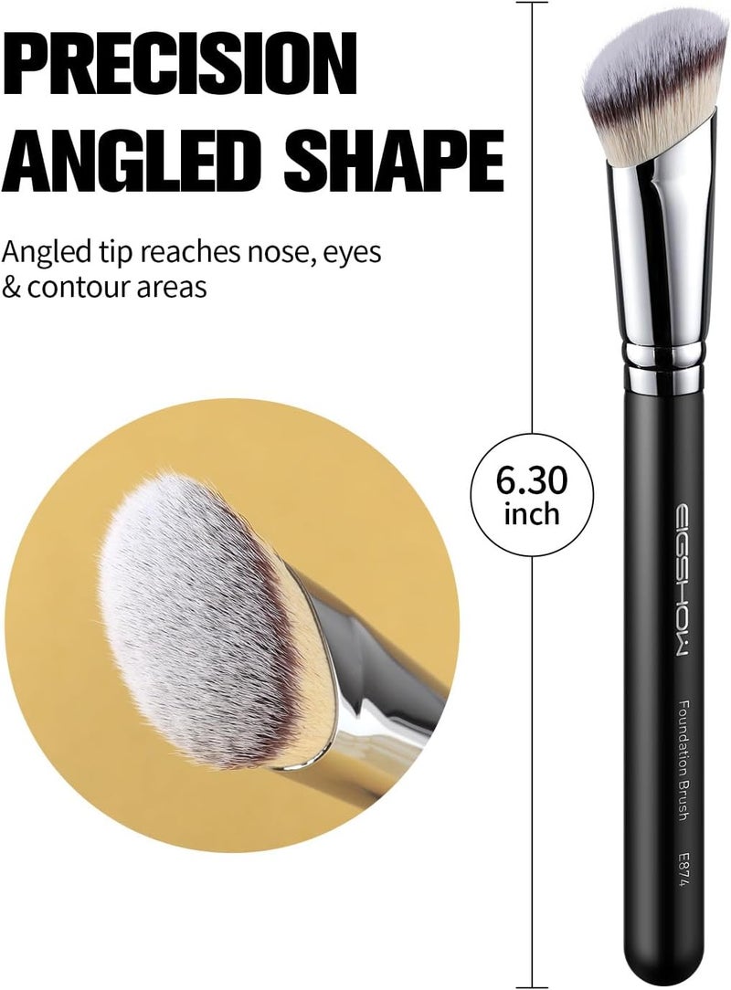 EIGSHOW Angle Foundation Brush Kabuki Brush Contour Foundation Brush High Density Synthetic Hair for Liquid or Cream Foundation E874 - Image 2