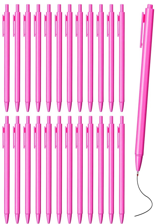 HaiFafafaing 25 Pcs Aesthetic Ballpoint Pens Bulk Hot Pink Ball Point Pen Black Ink - Image 1