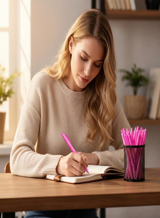 HaiFafafaing 25 Pcs Aesthetic Ballpoint Pens Bulk Hot Pink Ball Point Pen Black Ink - Image 4