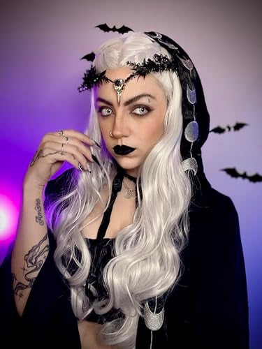 MOSTORY Black Elf Flower Crown Gothic Raven Skull Headpiece Witch Headband Dark Fairy Circlet for Witch Aesthetic Halloween Cosplay Renaissance Accessory Women Goth Wedding Photo Shoot - Image 3