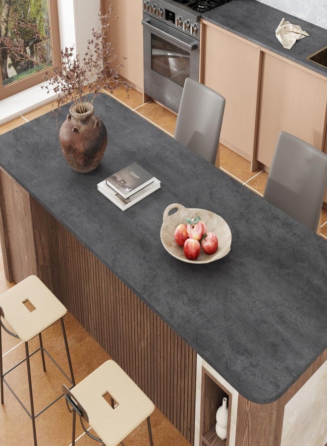 CRE8TIVE Concrete Wallpaper 24"x118" Dark Grey Wide Vinyl Cement Contact Paper for Countertop Peel and Stick Waterproof Removable Wall Mural Thickened Concrete Decorative Paper Roll for Home Furniture - Image 4