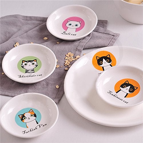 MISS TUTU 4pcs Ceramics Cat Dinner Plate Seasoning Dishes Sushi Dipping Bowl Appetizer Plate Dessert Plate,Home Decoration - Image 2