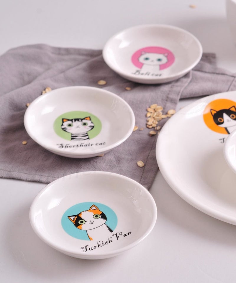 MISS TUTU 4pcs Ceramics Cat Dinner Plate Seasoning Dishes Sushi Dipping Bowl Appetizer Plate Dessert Plate,Home Decoration - Image 3