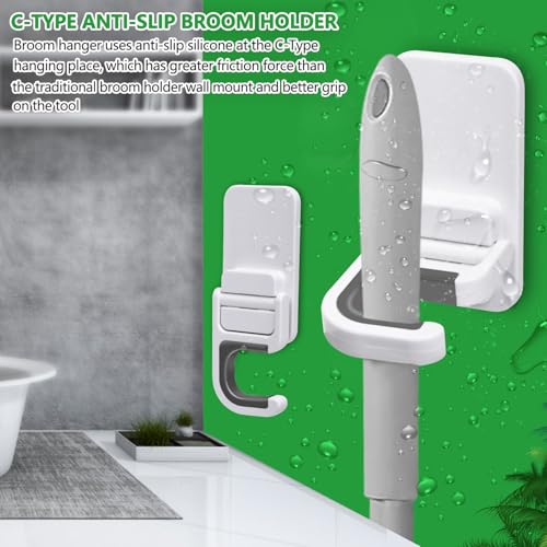 Tinkeep 3pack Broom and Mop Holder Wall Mount No Drill Mop and Broom Gripper Mop Handle Hanger Household Cleaning Organizer, Holds up to 6 lb - Image 4