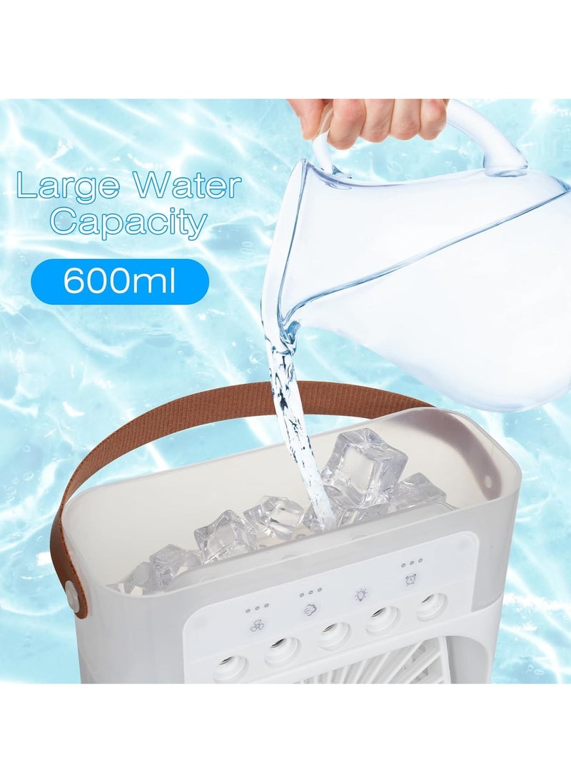 مروحة رش ضباب محمولة مع 5 منافذ مياه و3 سرعات، مروحة DENX DX2552 متعددة الوظائف بخمس فتحات، مكيف هواء صغير 3 في 1، مرطب