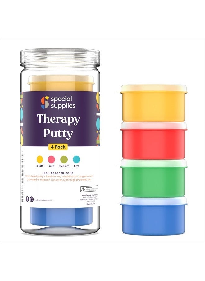 Special Supplies Therapy Putty for Kids and Adults - Resistive Hand Exercise Stress Relief Therapy Putty Kit, Set of 4 Strengths, Three Ounces of Each Putty  - Image 1