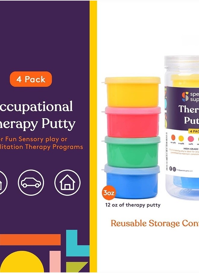 Special Supplies Therapy Putty for Kids and Adults - Resistive Hand Exercise Stress Relief Therapy Putty Kit, Set of 4 Strengths, Three Ounces of Each Putty  - Image 3