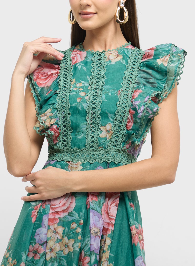 ELLA Floral Ruffle Chiffon Dress  - Image 3