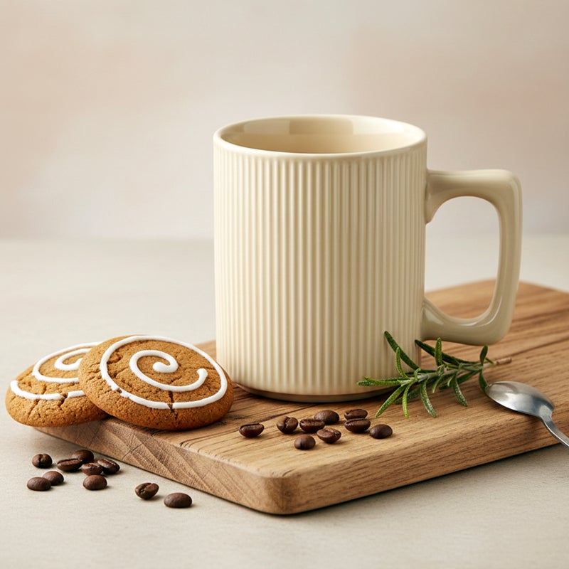Cuisine Art طقم أكواب كوزين آرت من الحجر 4 قطع زوي | 385 مل أكواب قهوة بيج | طقم أكواب قهوة متين للاستخدام المنزلي والمكتبي | أكواب للكابتشينو، اللاتيه، الشاي والكاكاو - Image 2