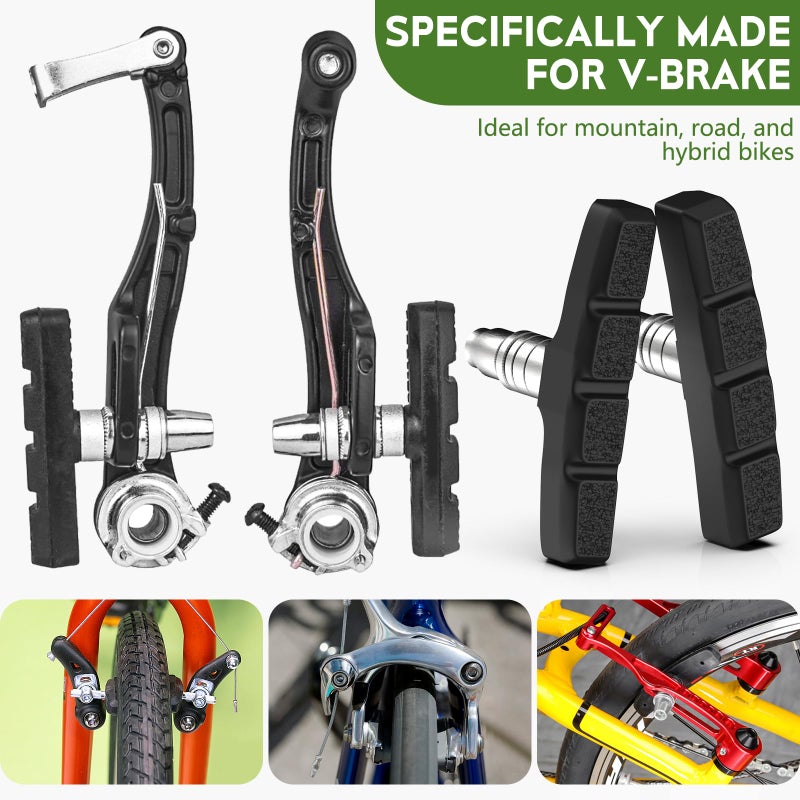 FJCTER Bike Brake Pads, 70mm Universal V Brake Pads, 4PCS Mountain Bike Brake Pads Set with Allen Wrench, Compatible with Cruiser Road BMX Hybrid Folding Bikes, Bicycle Brakes Replacement - Image 3