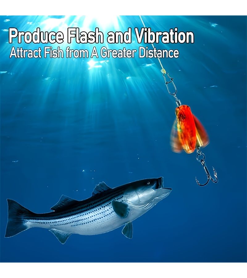 Fishing Spinners 4 Piece Inline Spinner Lures Size 2 Single Hook Trout Spinnerbait Kits For Bass Crappie Salmon Panfish Walleye - Image 4