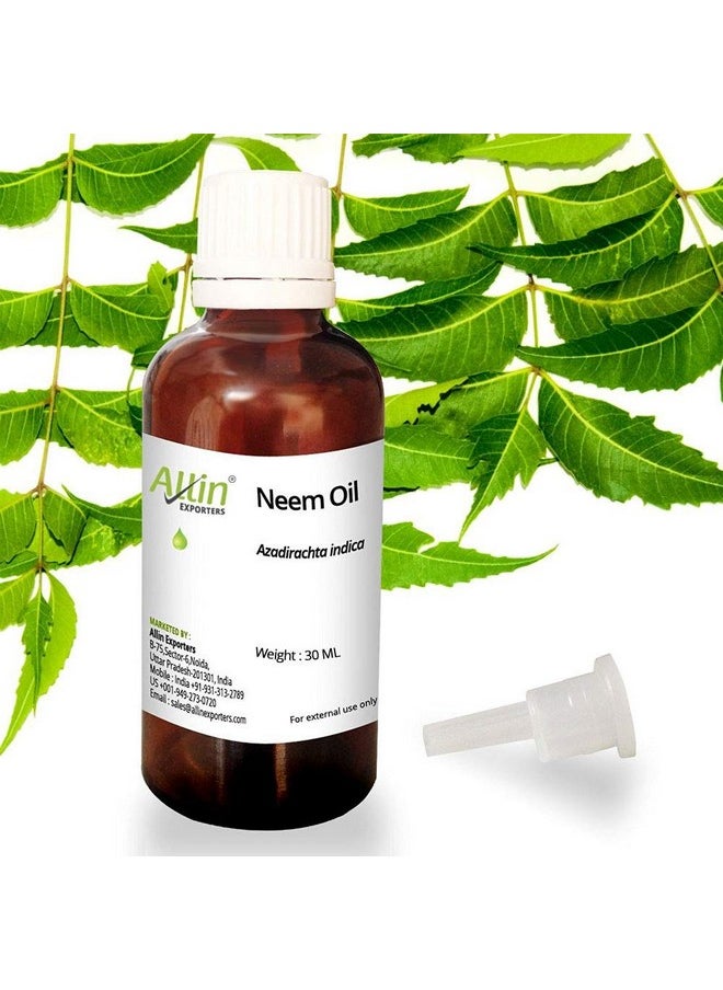 Allin Exporters Neem Oil Pure Natural Undiluted Carrier Therapeutic Grade For Moisturising Skin & Hair Growth (30 Ml) 