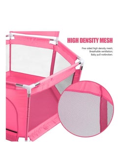 Generic Foldable Baby Playpen with Basketball Hoop, Floor Mounted Activity Center, Provides Safety and Protection for Babies and Toddlers While Playing by TOYS-EGYPT, Area (128cm x 66.5cm x 110cm) Balls Not Included, (Pink)  - Image 2