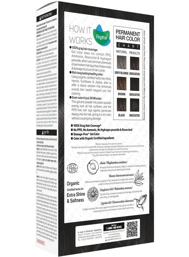 Vegetal Safe Color+ Organic Permanent Gel Hair Color Soft Black 1.0-70ml. | 100% Grey Coverage | No Ammonia, No PPD, No Parabens, No Hydrogen Peroxide | Herbal Hair Dye with Natural Shine & Softness - Image 2