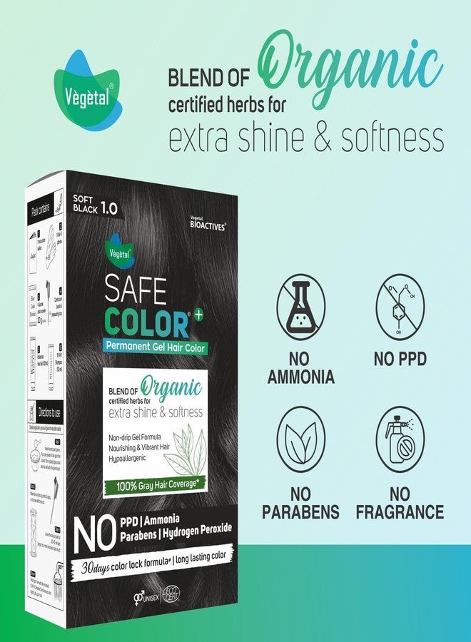 Vegetal Safe Color+ Organic Permanent Gel Hair Color Soft Black 1.0-70ml. | 100% Grey Coverage | No Ammonia, No PPD, No Parabens, No Hydrogen Peroxide | Herbal Hair Dye with Natural Shine & Softness - Image 4