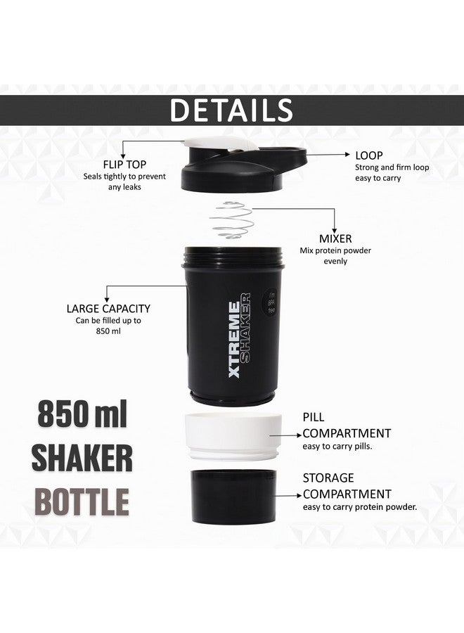 JAYPEE PLUS Jaypee Plus Xtreme Shaker Gym Shaker for Protein Shake Shaker Bottles for Protein, Preworkout Shaker BCAA Shake, Protein Shaker Bottle for Gym Men and Women BPA-Free 700 ml Black White - Image 3