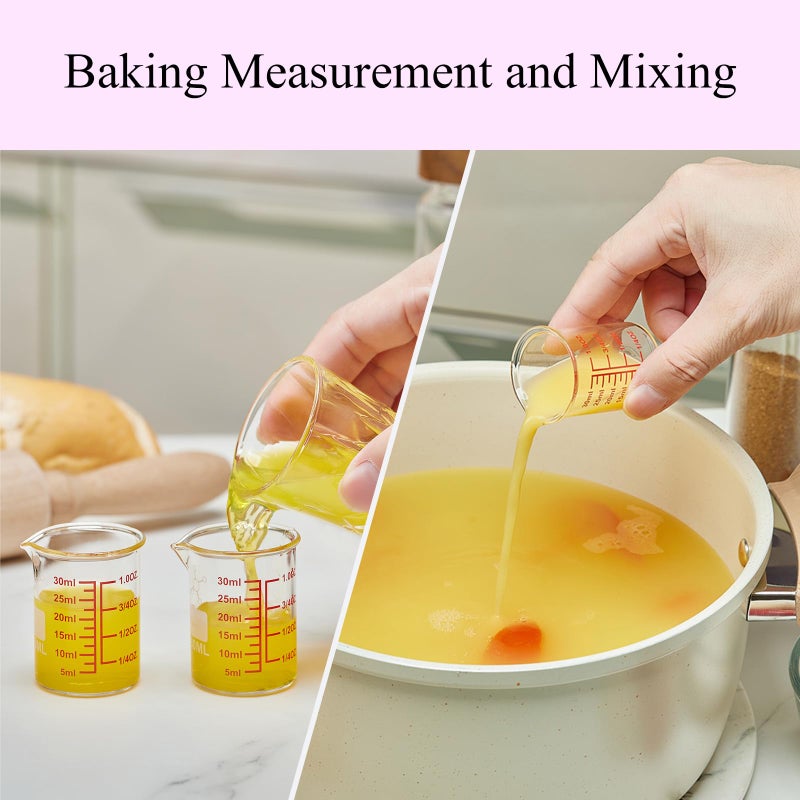 Ackers BORO3.3 High Borosilicate Glass Measuring Cup-V-Shaped Spoutï¼ŒGlass Measuring Beaker for Kitchen or Restaurant, Easy to Read, 30 ML (1 Oz)-Pack of 2 - Image 5