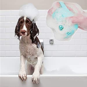 Gurez Dog Massage Comb Scrubber and Shampoo Brush, Small Pet Bathing Brush for Dogs and Cats, Hand Washable Pack of 1 - Image 4