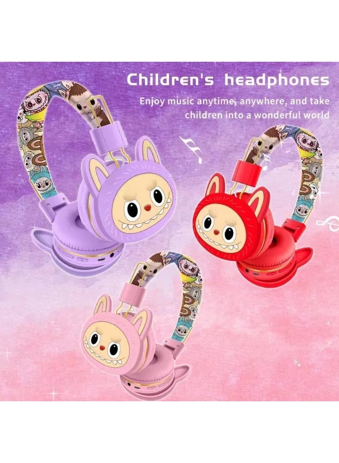 Labubu headset cartoon cute children's head-mounted Bluetooth headset Stereo foldable wireless headset - Image 3