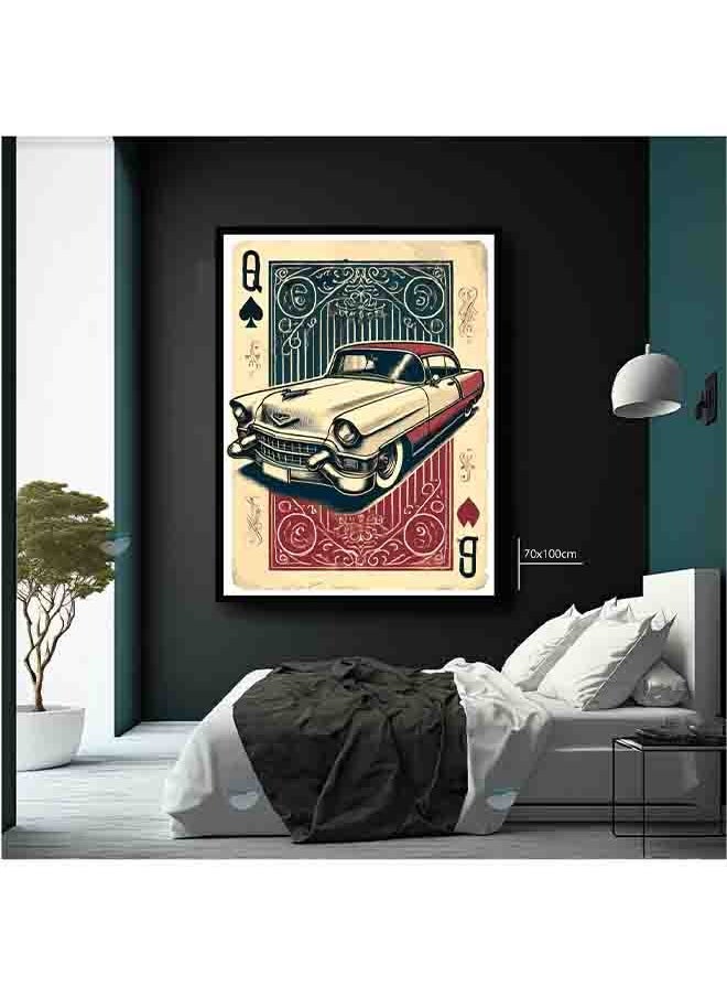 Generic - Classic Red and White Cadillac Wall Art – Vintage Car Canvas Print – High-Quality Eco-Friendly Paint – Vivid & Long-Lasting Colors – Available in Wood or Aluminium Frames – Perfect for Living Room, Garage, Office, and More - Image 1