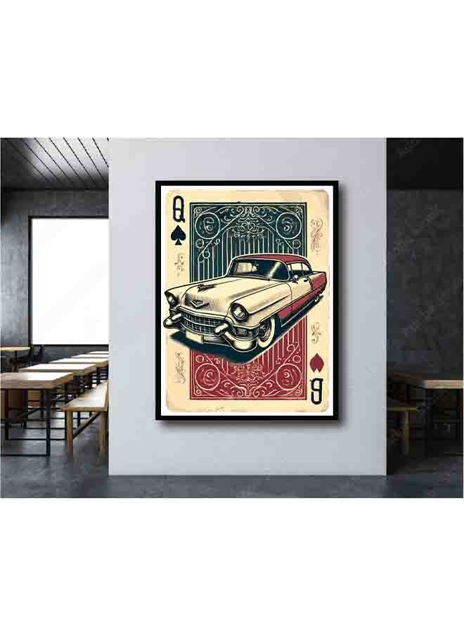 Generic - Classic Red and White Cadillac Wall Art – Vintage Car Canvas Print – High-Quality Eco-Friendly Paint – Vivid & Long-Lasting Colors – Available in Wood or Aluminium Frames – Perfect for Living Room, Garage, Office, and More - Image 1