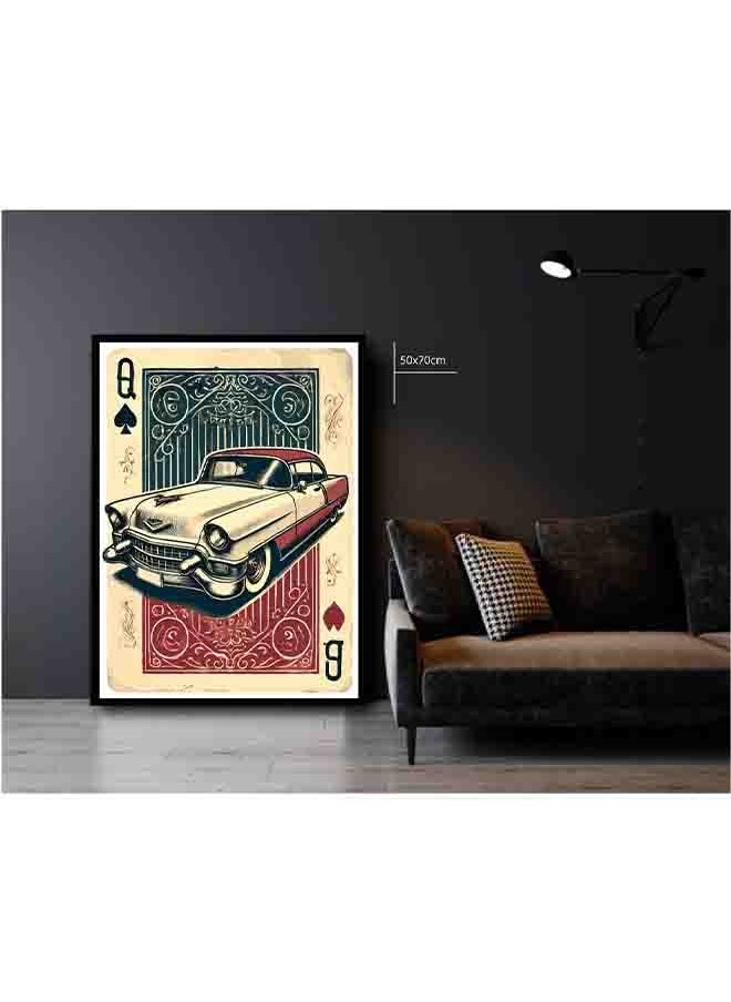 Generic - Classic Red and White Cadillac Wall Art – Vintage Car Canvas Print – High-Quality Eco-Friendly Paint – Vivid & Long-Lasting Colors – Available in Wood or Aluminium Frames – Perfect for Living Room, Garage, Office, and More - Image 1