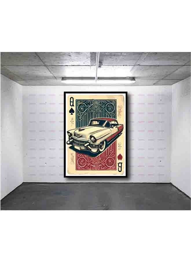 Generic - Classic Red and White Cadillac Wall Art – Vintage Car Canvas Print – High-Quality Eco-Friendly Paint – Vivid & Long-Lasting Colors – Available in Wood or Aluminium Frames – Perfect for Living Room, Garage, Office, and More - Image 1