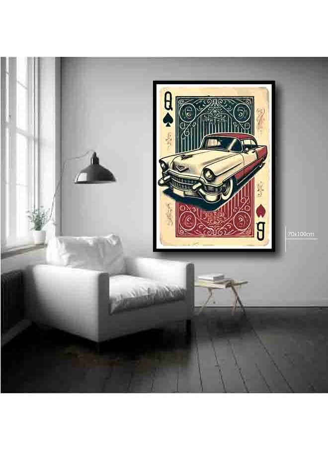 Generic - Classic Red and White Cadillac Wall Art – Vintage Car Canvas Print – High-Quality Eco-Friendly Paint – Vivid & Long-Lasting Colors – Available in Wood or Aluminium Frames – Perfect for Living Room, Garage, Office, and More - Image 1