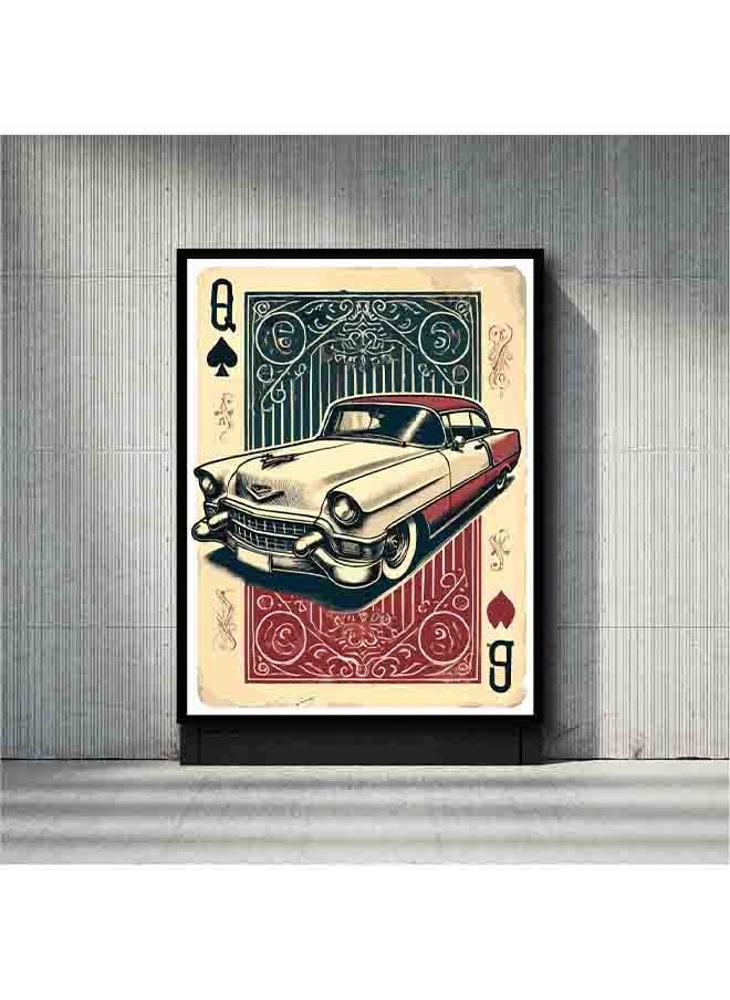 Generic - Classic Red and White Cadillac Wall Art – Vintage Car Canvas Print – High-Quality Eco-Friendly Paint – Vivid & Long-Lasting Colors – Available in Wood or Aluminium Frames – Perfect for Living Room, Garage, Office, and More - Image 1