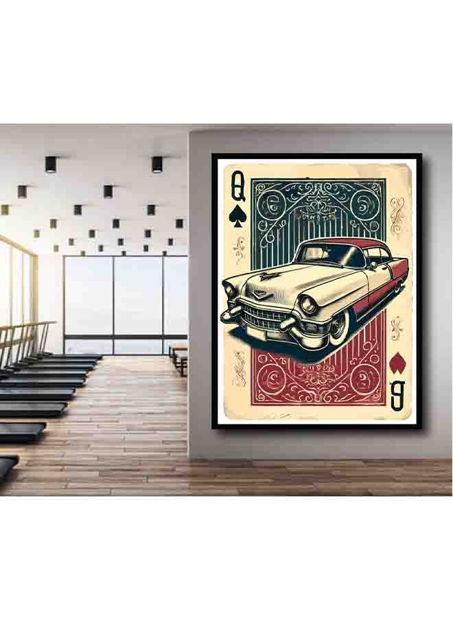 Generic - Classic Red and White Cadillac Wall Art – Vintage Car Canvas Print – High-Quality Eco-Friendly Paint – Vivid & Long-Lasting Colors – Available in Wood or Aluminium Frames – Perfect for Living Room, Garage, Office, and More - Image 1
