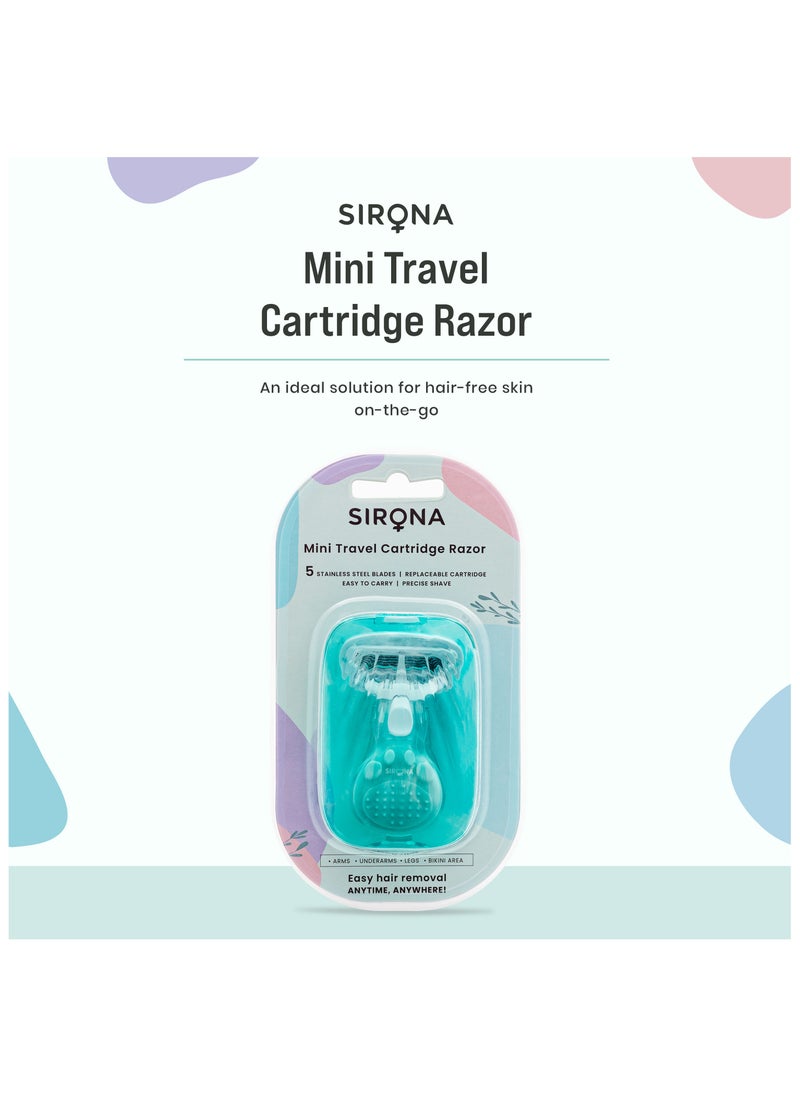 Sirona - Sirona 5 Blade Mini Travel Cartridge Hair Removal Razor for Women with Aloe Vera & Vitamin E Lubrication - Image 1