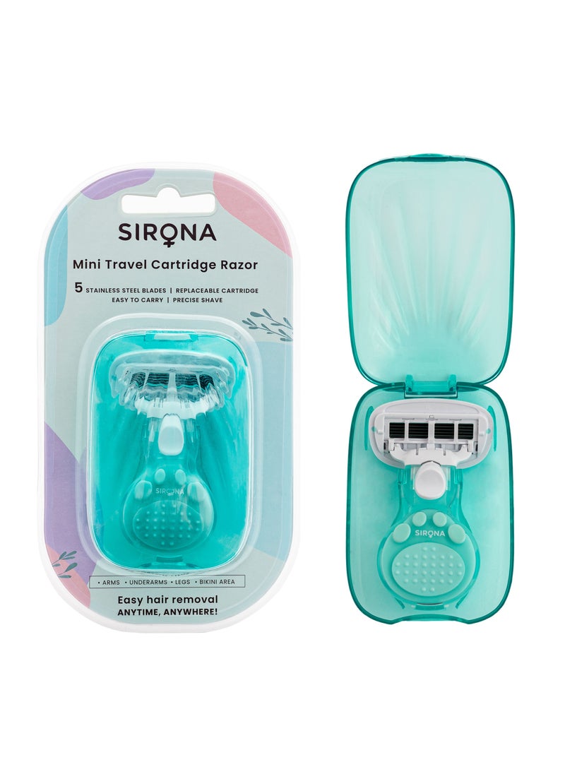 Sirona - Sirona 5 Blade Mini Travel Cartridge Hair Removal Razor for Women with Aloe Vera & Vitamin E Lubrication - Image 1