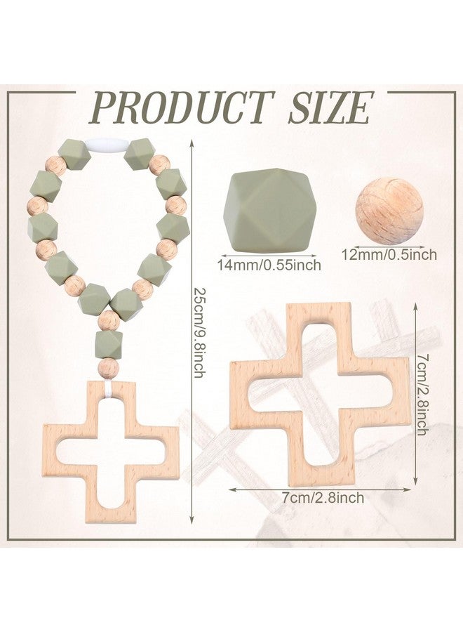 Landical Cross Baptism Silicone Rosary Baby Shower Baptism Party Supply Christian Communion Party Decorations Catholic First Communion Gift(Square,Green) - Image 3