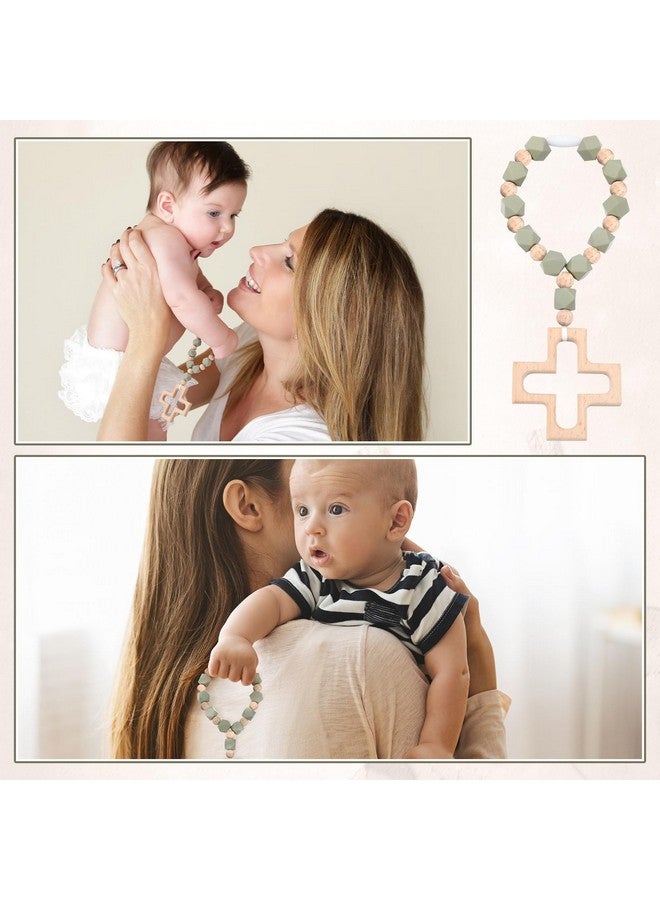 Landical Cross Baptism Silicone Rosary Baby Shower Baptism Party Supply Christian Communion Party Decorations Catholic First Communion Gift(Square,Green) - Image 5