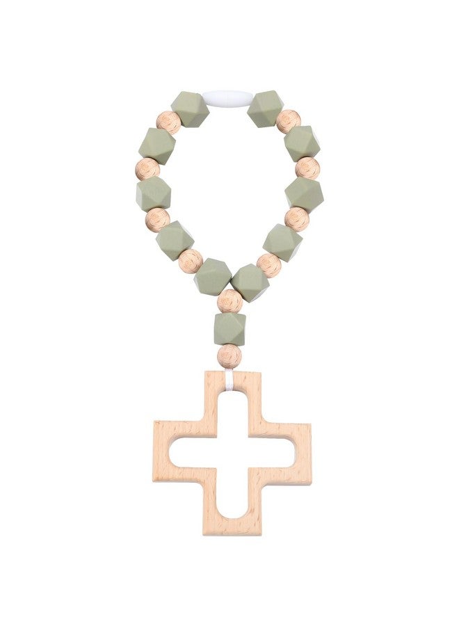 Landical Cross Baptism Silicone Rosary Baby Shower Baptism Party Supply Christian Communion Party Decorations Catholic First Communion Gift(Square,Green) - Image 2