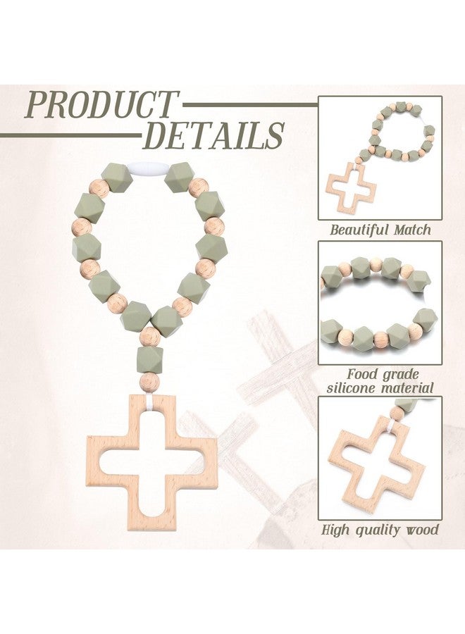 Landical Cross Baptism Silicone Rosary Baby Shower Baptism Party Supply Christian Communion Party Decorations Catholic First Communion Gift(Square,Green) - Image 4