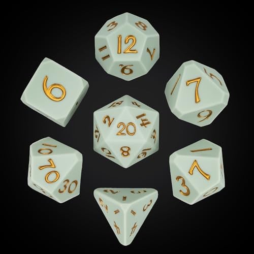 IUSTIDIE 7Die Silicone DND Dice Polyhedral Dice DD Dice Set Round Edges Soft Perfect Bouncer for DD RPG Bar Pub Club Classroom Party GamesLight Blue wGold Numbers - Image 1