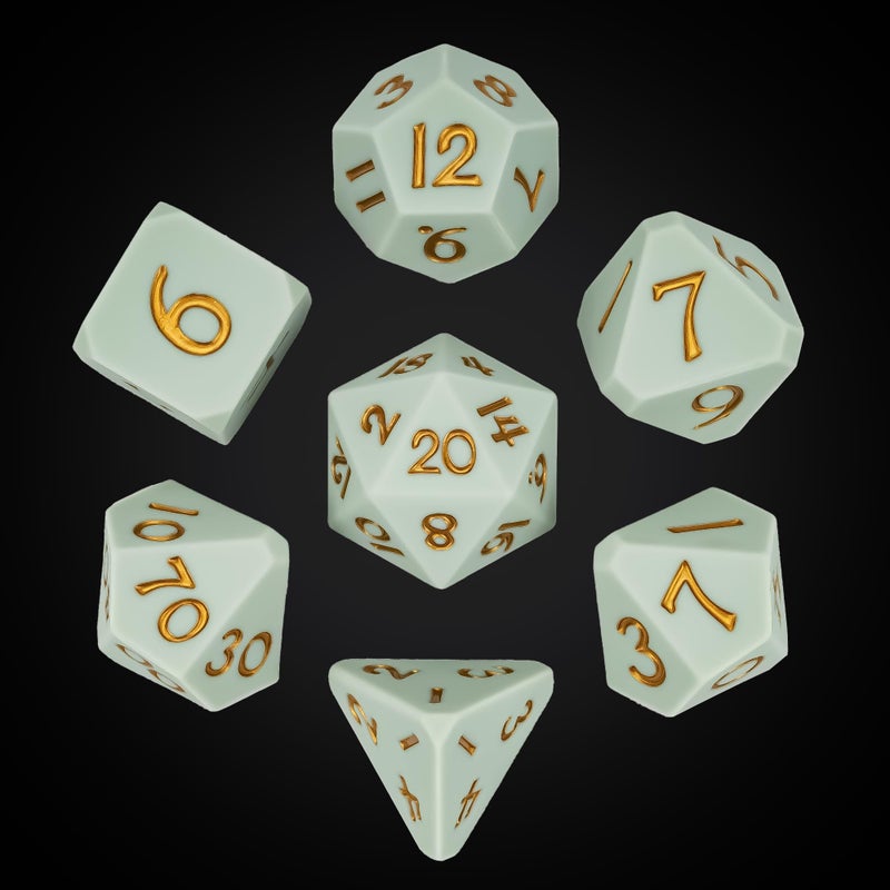 IUSTIDIE 7Die Silicone DND Dice Polyhedral Dice DD Dice Set Round Edges Soft Perfect Bouncer for DD RPG Bar Pub Club Classroom Party GamesLight Blue wGold Numbers - Image 3