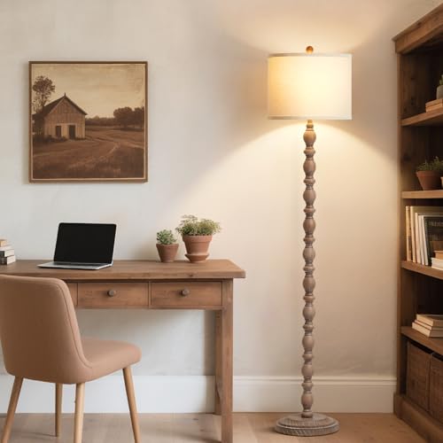 Luvkczc 62" Farmhouse Floor Lamp for Living Room & Bedroom - Adjustable Color Temperature Standing Lamp, Vintage Rustic Tall Floor Lamps with Rotary Switch, Resin Corner Lamps for Office (Dark Brown) - Image 5