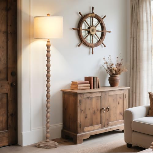 Luvkczc 62" Farmhouse Floor Lamp for Living Room & Bedroom - Adjustable Color Temperature Standing Lamp, Vintage Rustic Tall Floor Lamps with Rotary Switch, Resin Corner Lamps for Office (Dark Brown) - Image 4