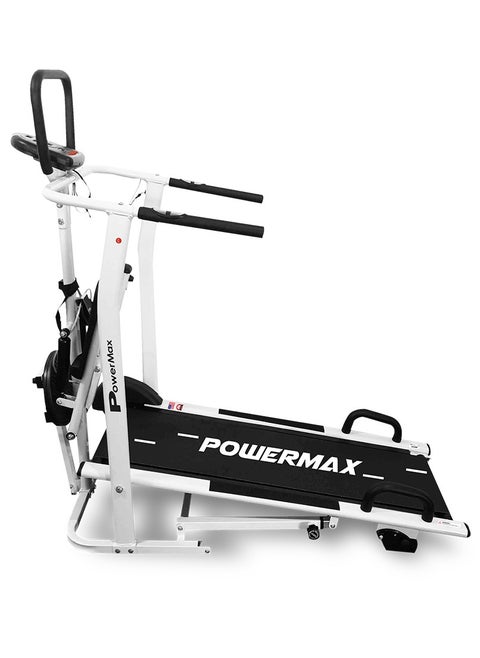 PowerMax Fitness MFT-410 Non-Electric Manual Treadmill for Home, Cardio Traning, with Foldable, Multifunction-Jogger, Stepper, Twister, Push up Bar, 3 Level-Manual Incline, Max User Weight 120kg