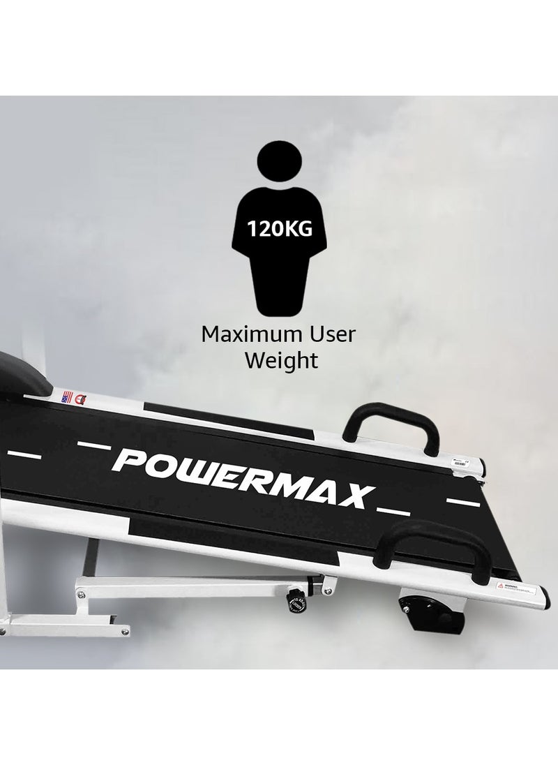 PowerMax Fitness - PowerMax Fitness MFT-410 Non-Electric Manual Treadmill for Home, Cardio Traning, with Foldable, Multifunction-Jogger, Stepper, Twister, Push up Bar, 3 Level-Manual Incline, Max User Weight 120kg - Image 1