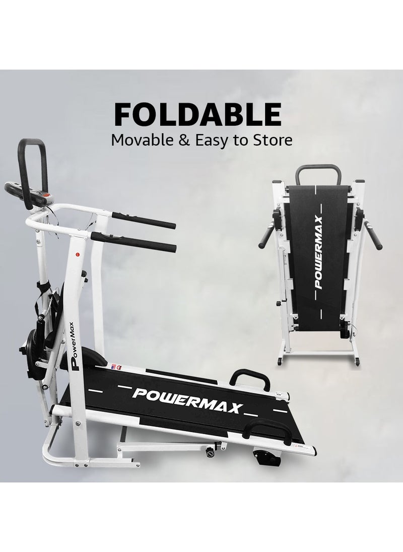 PowerMax Fitness - PowerMax Fitness MFT-410 Non-Electric Manual Treadmill for Home, Cardio Traning, with Foldable, Multifunction-Jogger, Stepper, Twister, Push up Bar, 3 Level-Manual Incline, Max User Weight 120kg - Image 1