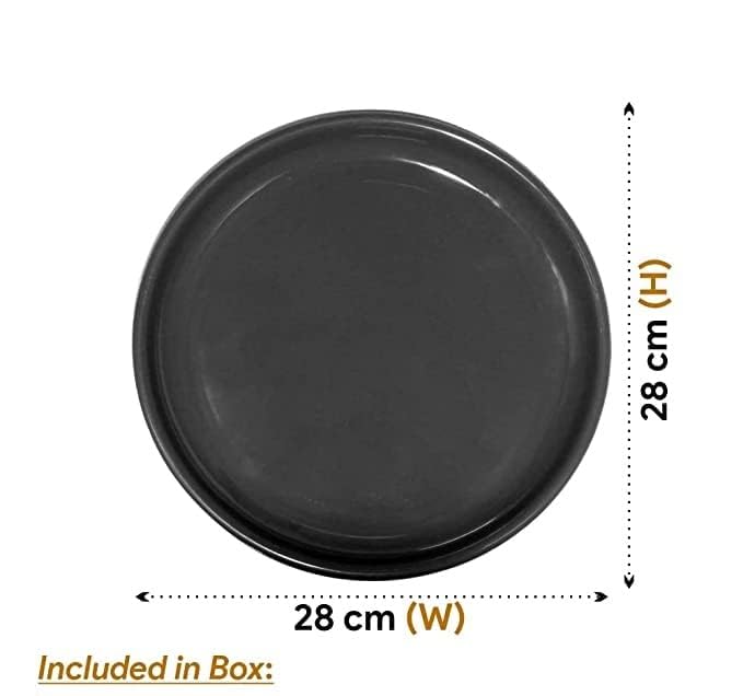 Everbuy® Unbreakable Round Serving Dinner Plates Full Size Plate for Dining Table Home Kitchen Party Restaurant 4 Pcs- Black - Image 2