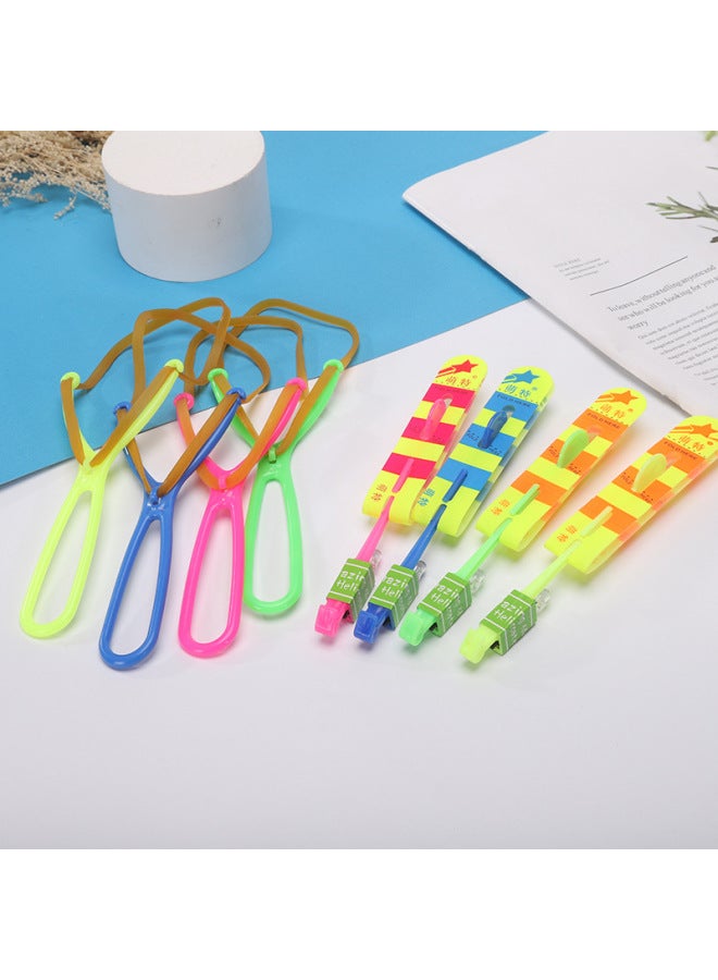 Glowing Bamboo Dragonfly Stall Toy Night Market Rocket Flashing Slingshot Arrow Glowing Toy Fun Play For Kids-Color:Meng Special Small Flying Arrow Blue Lamp (Upgraded)  - Image 1