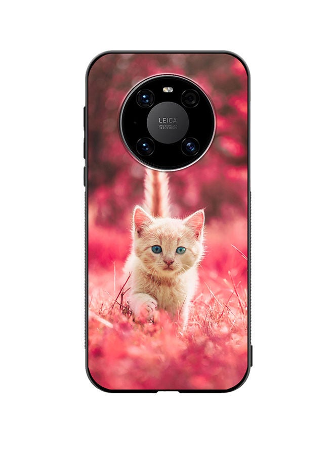 VR CREATIVE Protective Case Cover For Huawei Mate 40 Red Blossom Cat Design Multicolour - Image 1