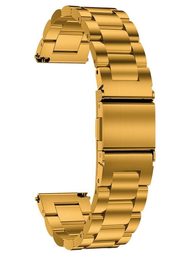 TStrap Metal Watch Strap - Quick Release Watch Bands for Men Women - Brushed Solid Stainless Steel Smart Watch Bracelet - Ladies Replacement Band Clasp Buckle - 16mm 18mm 20mm 22mm, Gold, 18mm, strap - Image 1