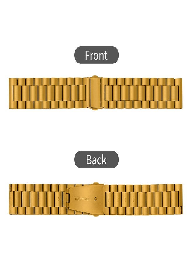TStrap Metal Watch Strap - Quick Release Watch Bands for Men Women - Brushed Solid Stainless Steel Smart Watch Bracelet - Ladies Replacement Band Clasp Buckle - 16mm 18mm 20mm 22mm, Gold, 18mm, strap - Image 2