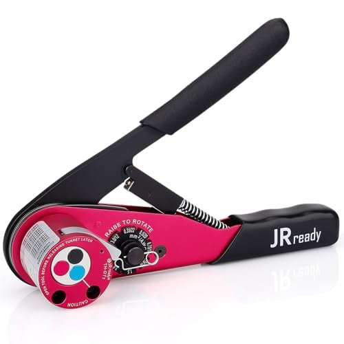 JRready Deutsch Crimp Tool Turret-Style (ACT-DT1 Equivalent to HDT-48-00) for DT/DTM/DTP Connectors Size 12/16/20 Solid Contacts (12-22AWG), 8-Indent Deutsch Crimper - Image 1